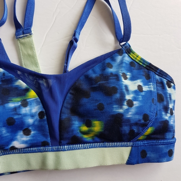 LULULEMON 4 Interval Bra Windy Blooms Saphire Blue Multi Sea Mist - Picture 8 of 12